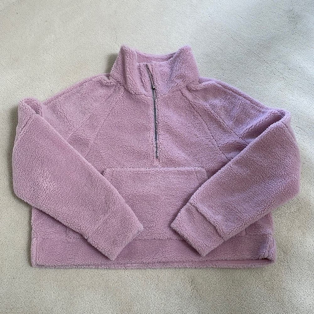 Lululemon Scuba Oversized Fleece Funnel-Neck Half-Zip Women’s XL/XXL Pink Taupe
